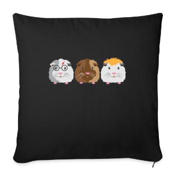Trois petits cochons d'Inde mignons - Housse de coussin décorative 45 x 45 cm - noir - Devant