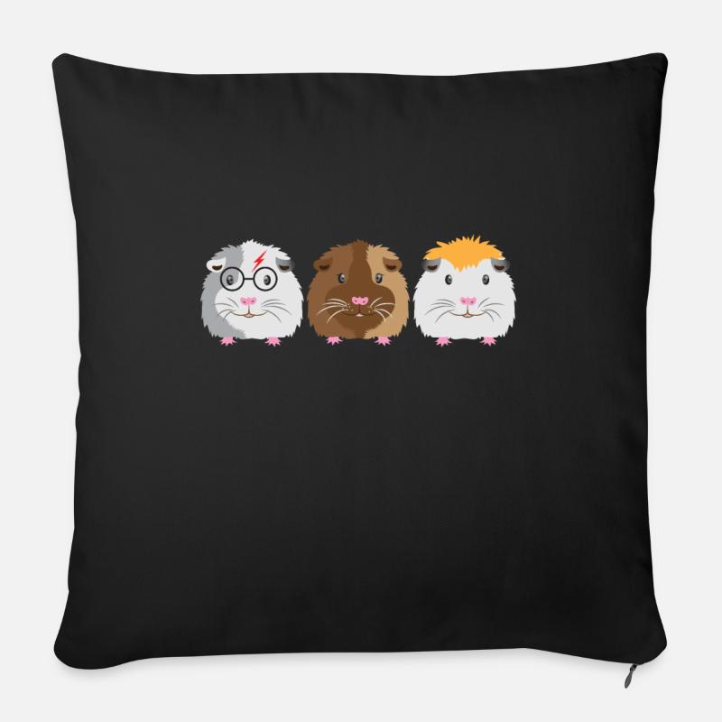 Drei kleine süße Meerschweinchen - Sofakissenbezug 45 x 45 cm - Schwarz