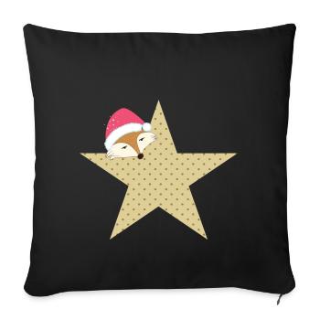 Fox Star Christmas Time - Gift Idea - - Sofa pillowcase 17,3'' x 17,3'' (45 x 45 cm) - black - Front