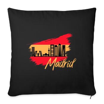Skyline de drapeau espagne Madrid - Housse de coussin décorative 45 x 45 cm - noir - Devant