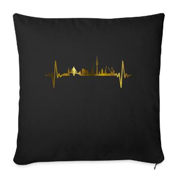 Hamburg Skyline Hamburg Harbour Gold - Sofa pillowcase 17,3'' x 17,3'' (45 x 45 cm) - black - Front