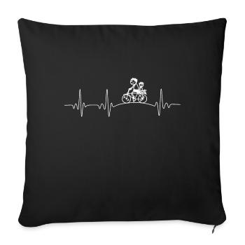 Heartbeat father and son on bike - Sofa pillowcase 17,3'' x 17,3'' (45 x 45 cm) - black - Front