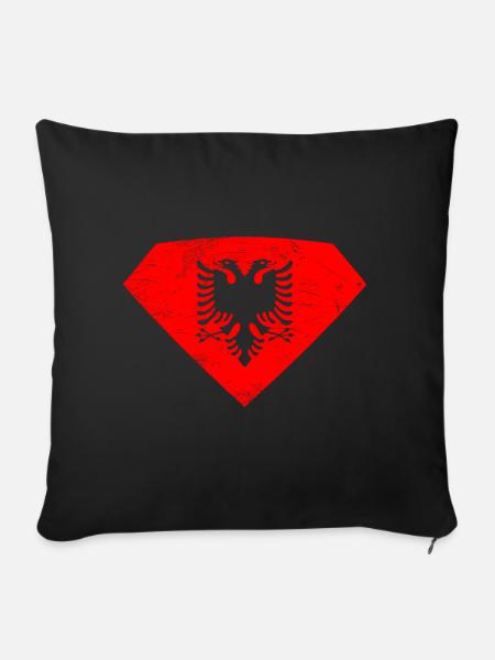 Albanische Flagge - Sofakissenbezug 45 x 45 cm - Schwarz