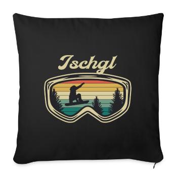 Ischgl Ski Sknowboard - Sofakissenbezug 45 x 45 cm - Schwarz - Vorne