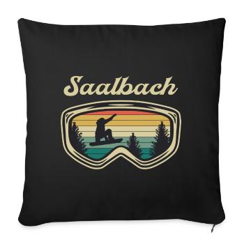 Saalbach Hinterglemm Skiurlaub Skipiste - Sofakissenbezug 45 x 45 cm - Schwarz - Vorne
