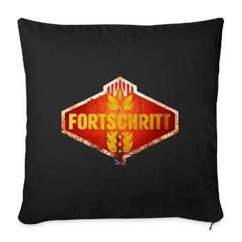 DDR FORTSCHRITT Ostalgie Vintage Logo - Sofakissenbezug 45 x 45 cm - Schwarz - Vorne