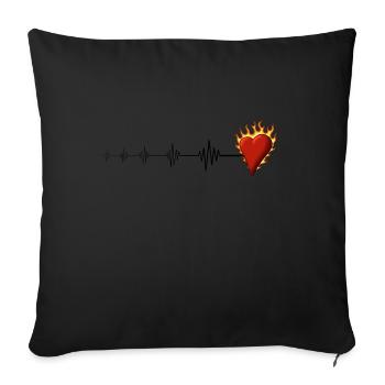 Burning heart - Sofa pillowcase 17,3'' x 17,3'' (45 x 45 cm) - black - Front
