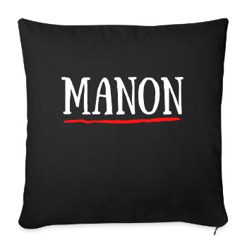 T-shirt Manon Prénom Cadeau Baptême Naissance - Housse de coussin décorative 45 x 45 cm - noir - Devant