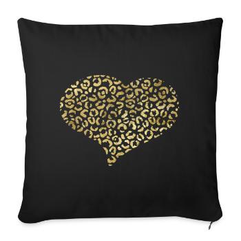 Cœur motifs léopard - Housse de coussin décorative 45 x 45 cm - noir - Devant
