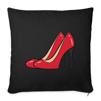 Talons hauts rouge - Paire d’escarpins rouges - Housse de coussin décorative 45 x 45 cm - noir - Devant