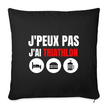 triathlon, triathlon sport, triathlon humour - Housse de coussin décorative 45 x 45 cm - noir - Devant