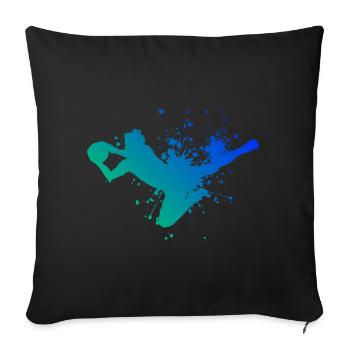Football Footballeur Gardien de but Match de football - Housse de coussin décorative 45 x 45 cm - noir - Devant