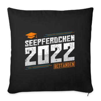 Seepferdchen 2022 bestanden Prüfung Abzeichen - Sofakissenbezug 45 x 45 cm - Schwarz - Vorne