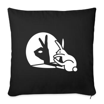 Drôle de lapin Main Ombre Projection Lapin - Housse de coussin décorative 45 x 45 cm - noir - Devant