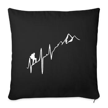 Herzschlag - Wandern - Berge - Sofakissenbezug 45 x 45 cm - Schwarz - Vorne