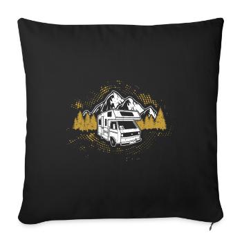 Motorhome Camping Holiday Womo - Sofa pillowcase 17,3'' x 17,3'' (45 x 45 cm) - black - Front