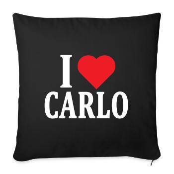 t-shirt J’adore Carlo t-shirt idée cadeau - Housse de coussin décorative 45 x 45 cm - noir - Devant