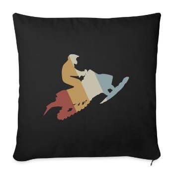 Snowmobile Retro Style Vintage - Sofa pillowcase 17,3'' x 17,3'' (45 x 45 cm) - black - Front