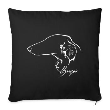 BORZOI Profile Dogs Dog Wilsigns - Sofa pillowcase 17,3'' x 17,3'' (45 x 45 cm) - black - Front