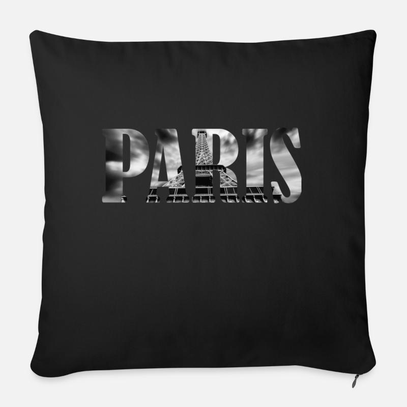 Paris Typography with Eiffel Tower Detail Inside - Sofa pillowcase 17,3'' x 17,3'' (45 x 45 cm) - black