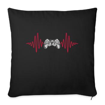 Herzschlag Konsole Retro Controller - Sofakissenbezug 45 x 45 cm - Schwarz - Vorne