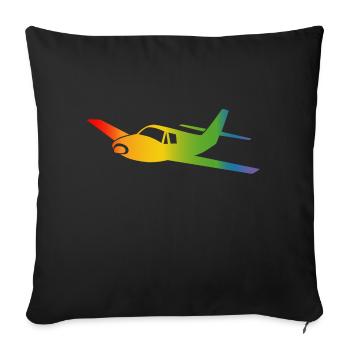 Airplane Rainbow Course - Sofa pillowcase 17,3'' x 17,3'' (45 x 45 cm) - black - Front
