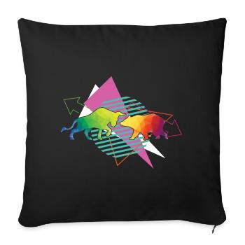 Bull and Bear Stock Exchange - Sofa pillowcase 17,3'' x 17,3'' (45 x 45 cm) - black - Front