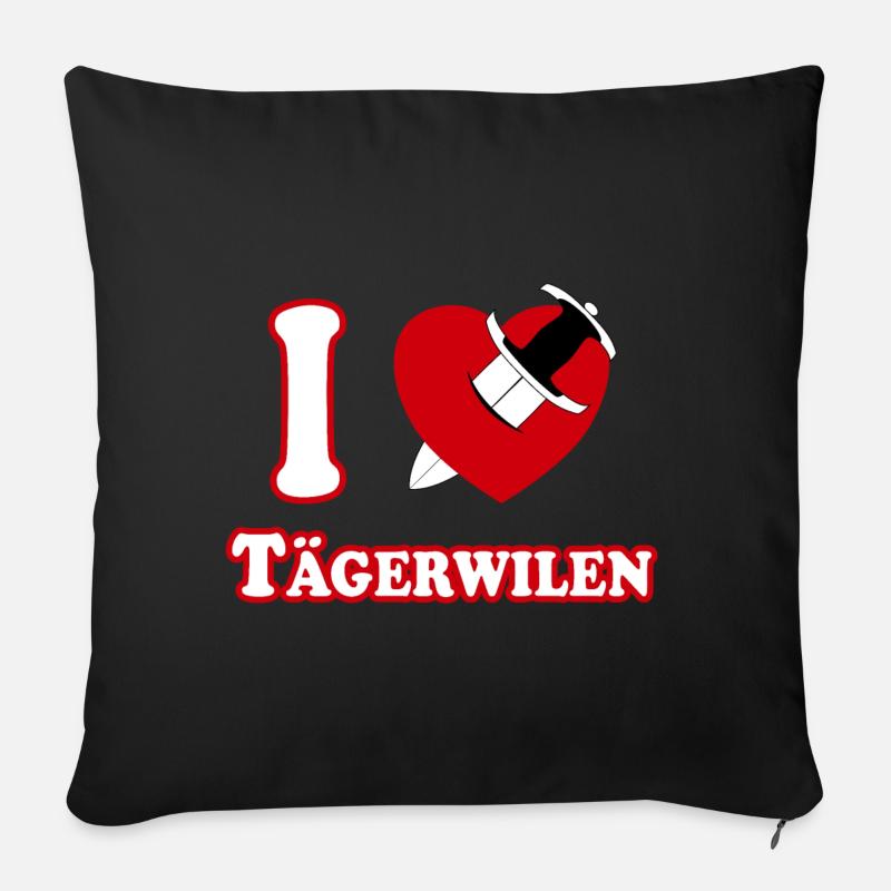 I Love Tägerwilen (weiss-rot mit Dolch durch Herz) - Sofakissenbezug 45 x 45 cm - Schwarz