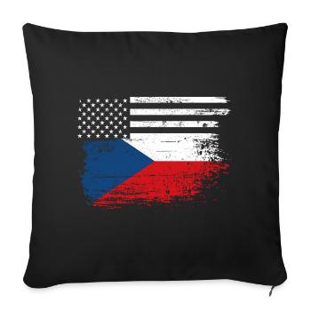 Drapeau Fusion US Tchèque - Housse de coussin décorative 45 x 45 cm - noir - Devant