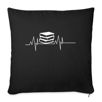 Book Lover Heartbeat - Sofa pillowcase 17,3'' x 17,3'' (45 x 45 cm) - black - Front