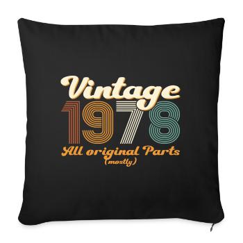 Original vintage 1978 44th birthday gift - Sofa pillowcase 17,3'' x 17,3'' (45 x 45 cm) - black - Front