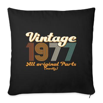 Original vintage 1977 45th birthday gift - Sofa pillowcase 17,3'' x 17,3'' (45 x 45 cm) - black - Front