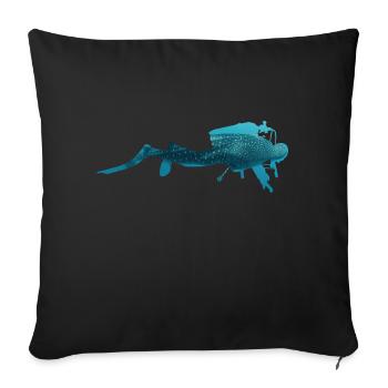 Scuba Diver Underwater Whale Shark - Sofa pillowcase 17,3'' x 17,3'' (45 x 45 cm) - black - Front