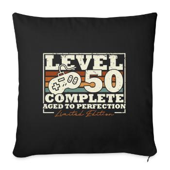 50e anniversaire Niveau 50 Cadeau complet de 50 ans - Housse de coussin décorative 45 x 45 cm - noir - Devant