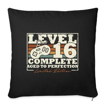 16 Anniversaire Niveau 16 Cadeau complet de 16 ans - Housse de coussin décorative 45 x 45 cm - noir - Devant