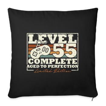 55 Birthday Level 55 Complete 55 Years Gift - Sofa pillowcase 17,3'' x 17,3'' (45 x 45 cm) - black - Front
