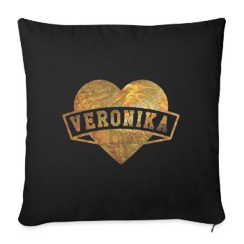 Veronika Hearts Or - Housse de coussin décorative 45 x 45 cm - noir - Devant