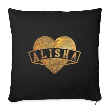 Alisha Hearts Gold - Sofa pillowcase 17,3'' x 17,3'' (45 x 45 cm) - black - Front