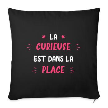 La curieuse est dans la place - Housse de coussin décorative 45 x 45 cm - noir - Devant