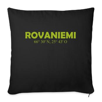 Rovaniemi - Finlande - Coordonnées - Longitude - Housse de coussin décorative 45 x 45 cm - noir - Devant