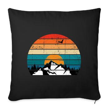 Silhouette rétro Sunset Peak - Housse de coussin décorative 45 x 45 cm - noir - Devant