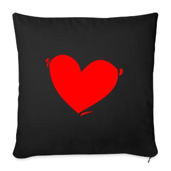 Rotes Herz - Sofakissenbezug 45 x 45 cm - Schwarz - Vorne