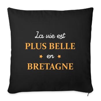 La vie est plus belle en bretagne - Housse de coussin décorative 45 x 45 cm - noir - Devant