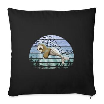 Fantastique Kawaii Sloth Mermaid sous-marin - Housse de coussin décorative 45 x 45 cm - noir - Devant