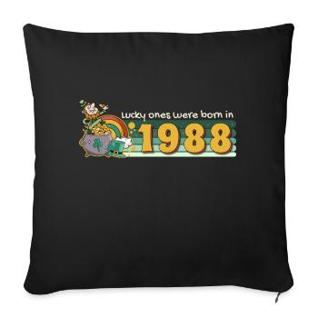 Les chanceux sont nés en 1988 tee St. Patrick’s - Housse de coussin décorative 45 x 45 cm - noir - Devant