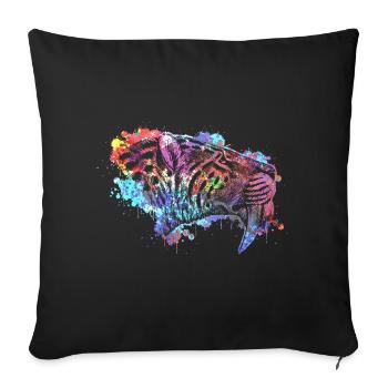 Saber-toothed tiger - Sofa pillowcase 17,3'' x 17,3'' (45 x 45 cm) - black - Front