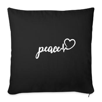 peace heartbeat peace love peace - Sofa pillowcase 17,3'' x 17,3'' (45 x 45 cm) - black - Front
