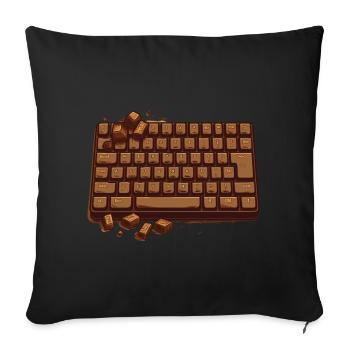 Schokoladen Tastatur PC Nerd wasd Schoko Tasten - Sofakissenbezug 45 x 45 cm - Schwarz - Vorne