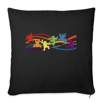 Ours grimpeurs aux couleurs de l’arc-en-ciel, tenue de fierté - Housse de coussin décorative 45 x 45 cm - noir - Devant