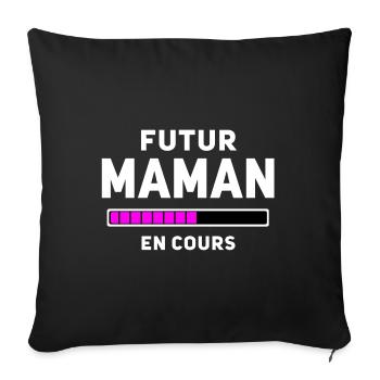 Futur Maman en cours W - Housse de coussin décorative 45 x 45 cm - noir - Devant